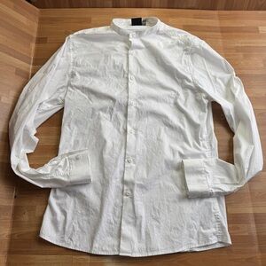 ASOS white collarless poplin button-down shirt, size medium mens